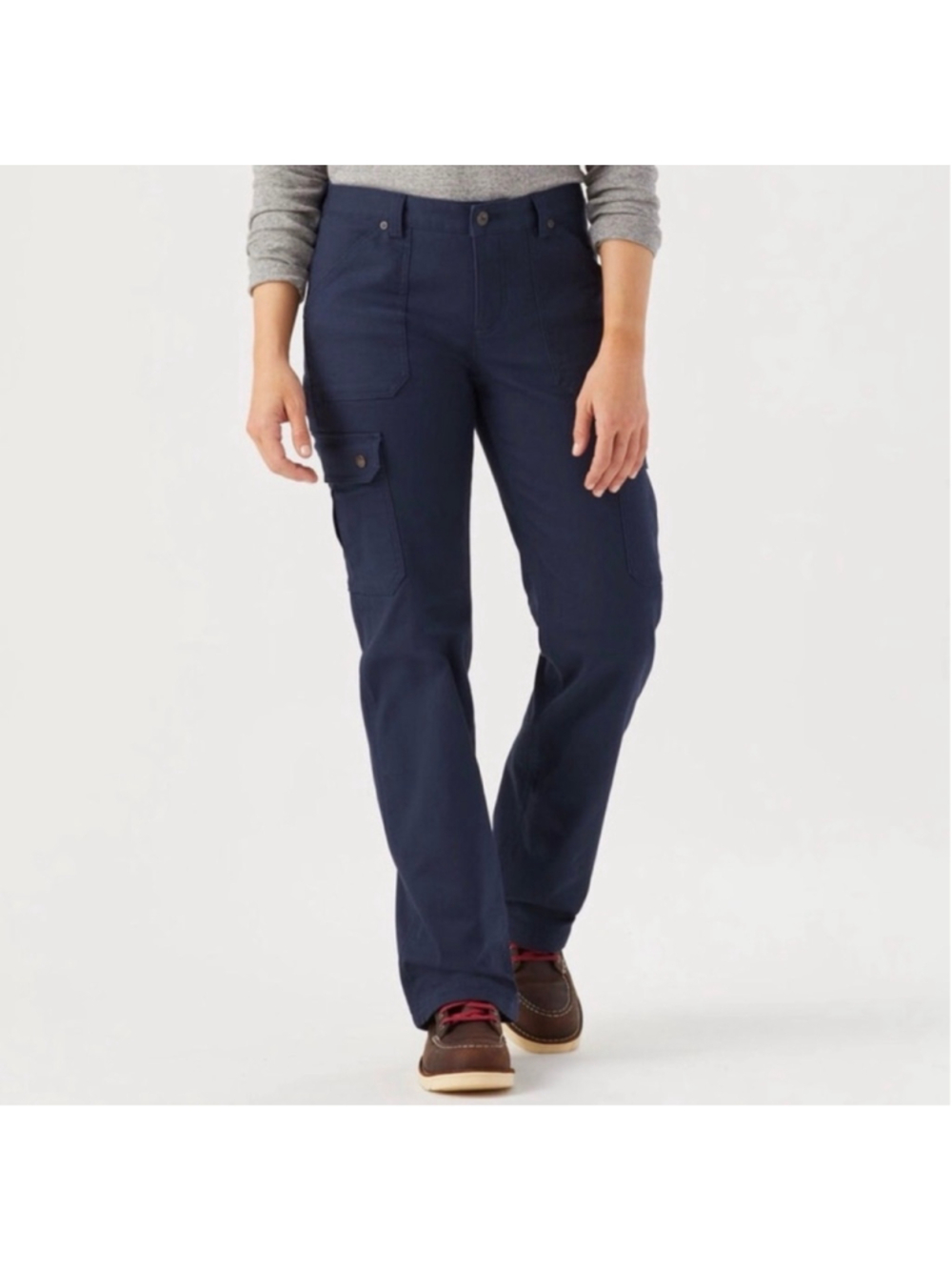 Duluth Trading Co. Curvesetter Waistband Carpenter Cargo Pant Womens Size 4 Blue